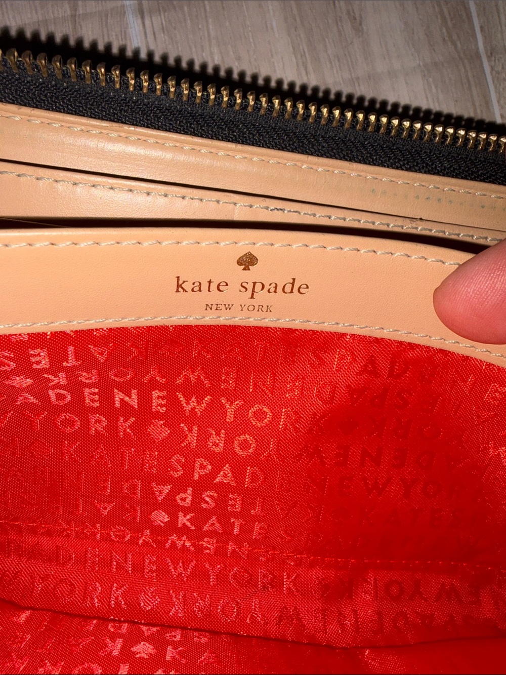 kate spade Black and Cream Striped Zip-Around Wallet - Picture 8 of 8